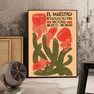 2 print Bundle cactus Anthropologie art painting print sun moon western hanging